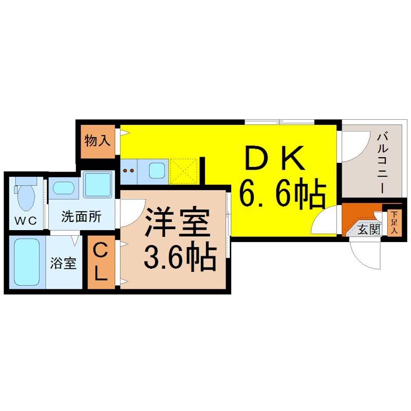 ハーモニーテラス大正町I(1DK/3階)の間取り写真