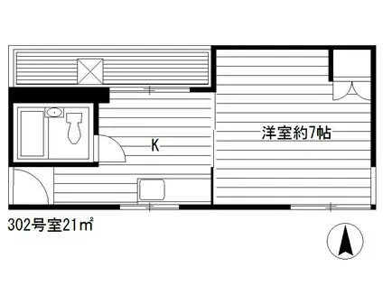 ハルミマンション(1K/3階)の間取り写真
