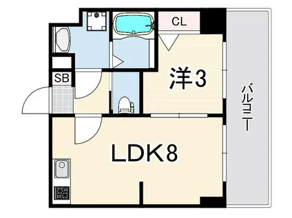 プレサンス兵庫駅前(1LDK/2階)の間取り写真