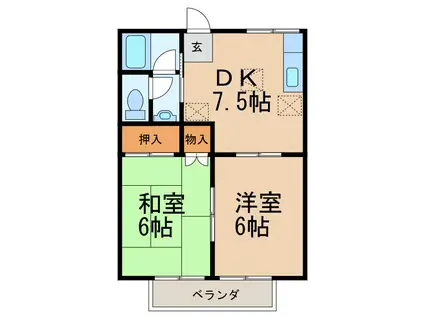 ロイヤルハイツ(2DK/1階)の間取り写真