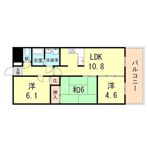 グランプレステージ西明石(2LDK/1階)の間取り写真