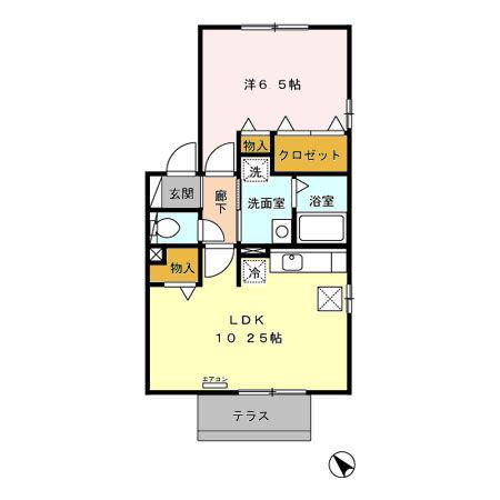 ウィルモア吉栄(1LDK/1階)の間取り写真