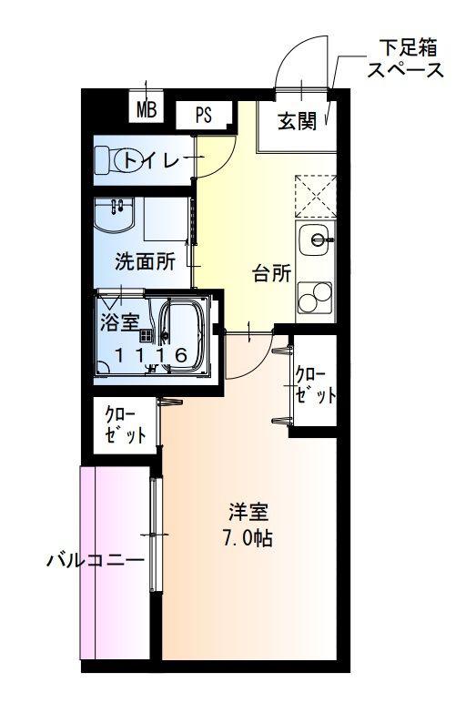 フジパレス阪急武庫之荘駅西II番館(1K/2階)の間取り写真