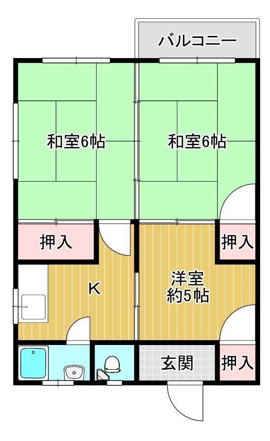 レオハウス(2DK/2階)の間取り写真