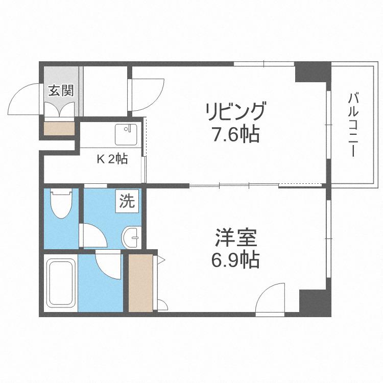 コンフォリア北三条(1LDK/6階)の間取り写真