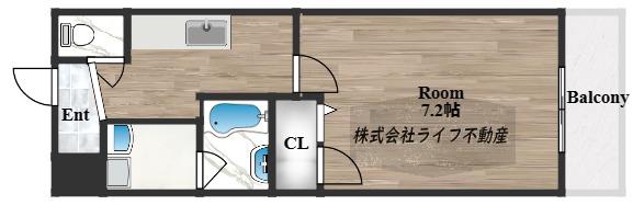 アルベージュ八戸ノ里 II番館(1K/2階)の間取り写真