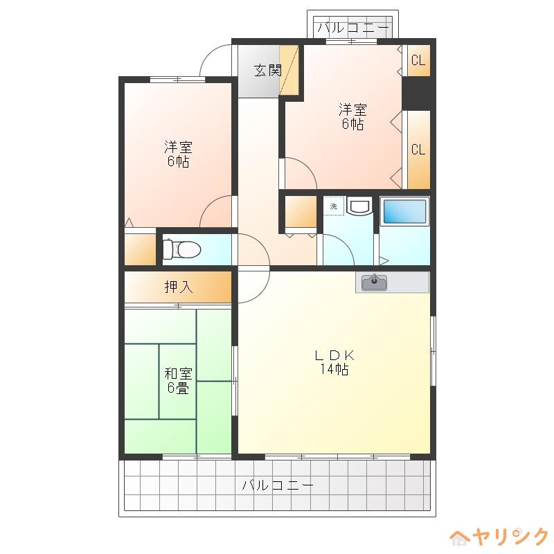 パストラーレ(3LDK/1階)の間取り写真
