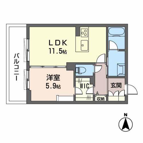 シャーメゾンネクサス(1LDK/2階)の間取り写真
