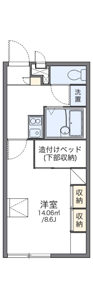 レオパレスラ・ピュール(1K/1階)の間取り写真
