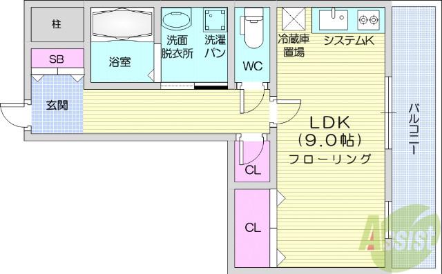 センプリーチェ(ワンルーム/3階)の間取り写真