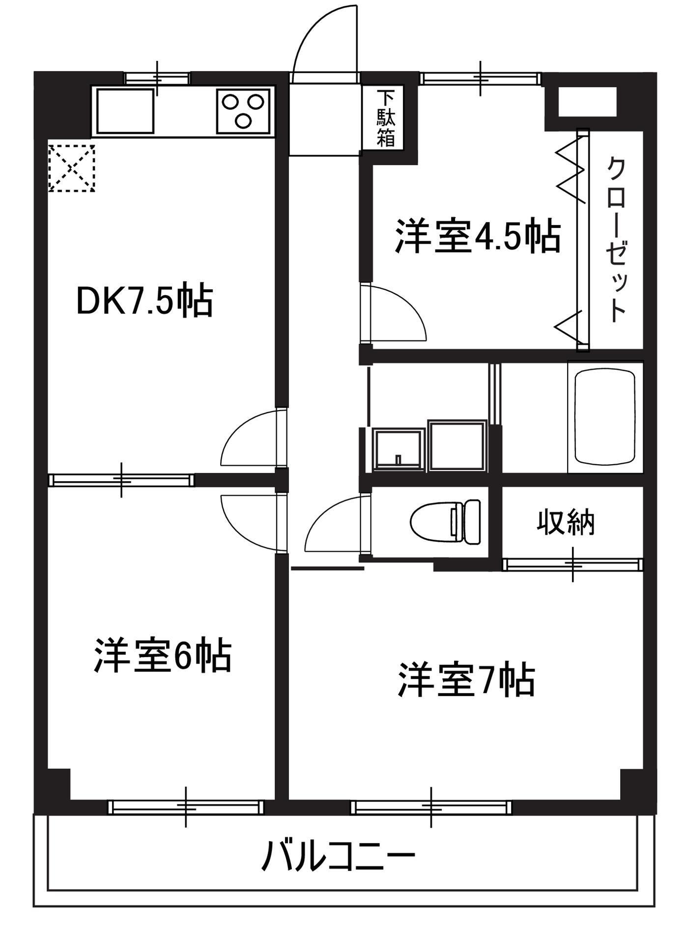 志幸84GRANDEII(3DK/3階)の間取り写真