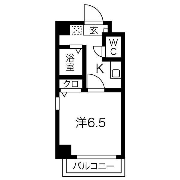 万宝マンション(1K/6階)の間取り写真