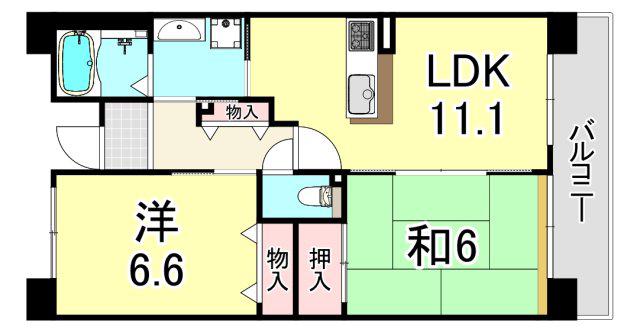 URパークタウン西武庫 8号棟(2LDK/3階)の間取り写真