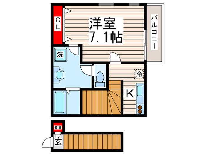 リブリ・KITAKASAI(1K/2階)の間取り写真