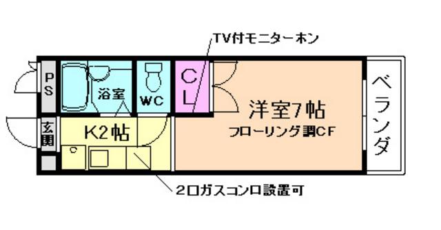 ハイツホシガキ(1K/1階)の間取り写真