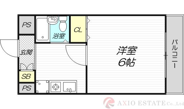 メゾンドサクラ大阪(1K/4階)の間取り写真