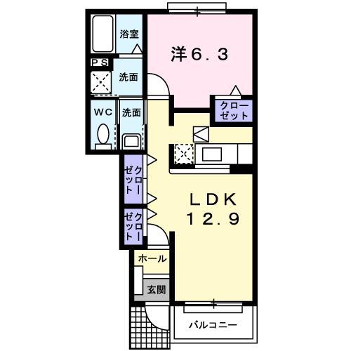 ブローテ(1LDK/1階)の間取り写真