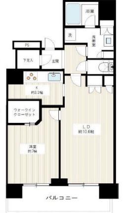 BAY CREST TOWER ベイクレストタワー(1LDK/36階)の間取り写真