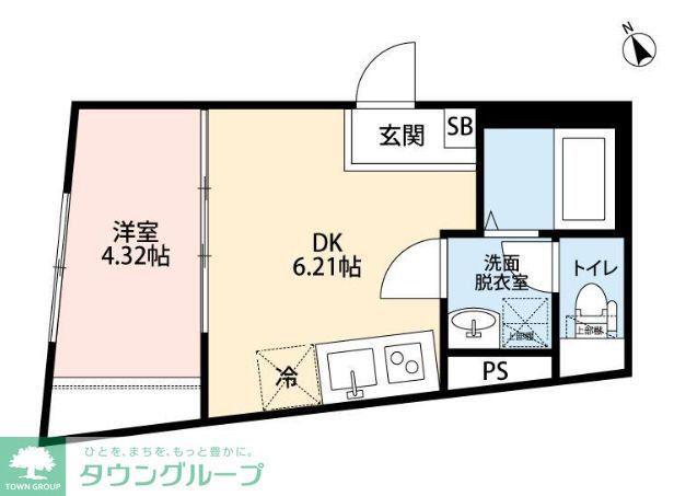 SPOY戸越銀座(1DK/1階)の間取り写真