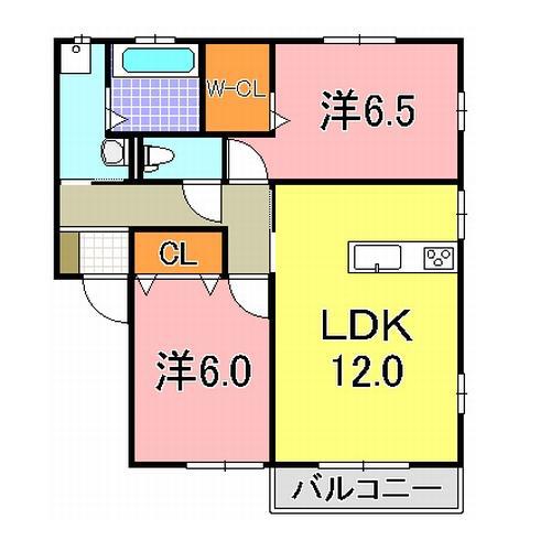 エクセルコートI(2LDK/1階)の間取り写真