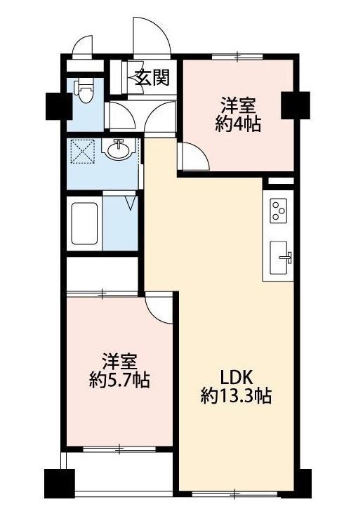 グランドハイツ原宿(2LDK/3階)の間取り写真