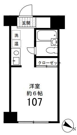 ヒルトップ道灌山(ワンルーム/1階)の間取り写真