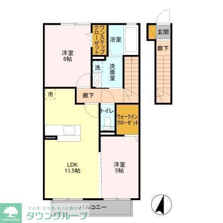 スクエア(2LDK/2階)の間取り写真