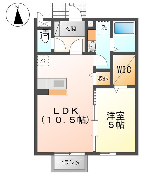 セジュール御山C(1LDK/2階)の間取り写真