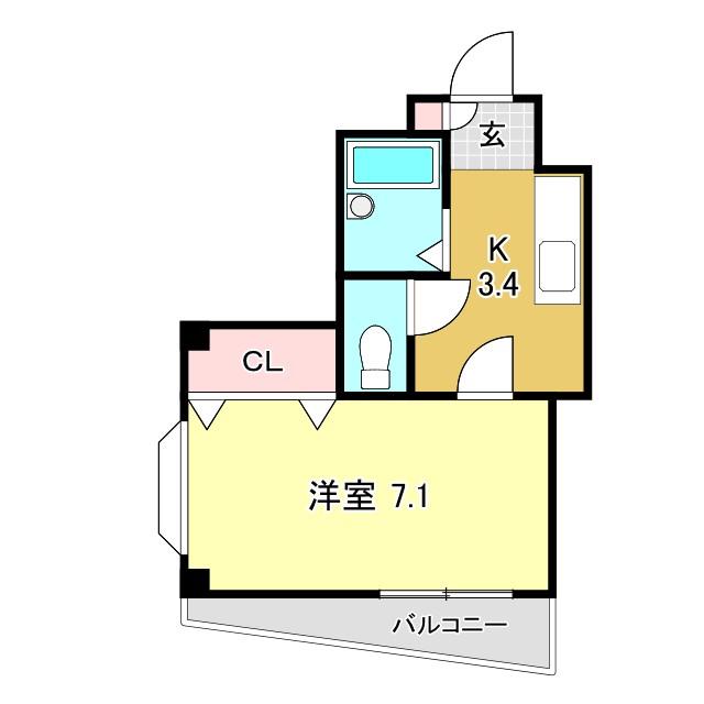 ピュア新田町(1K/3階)の間取り写真