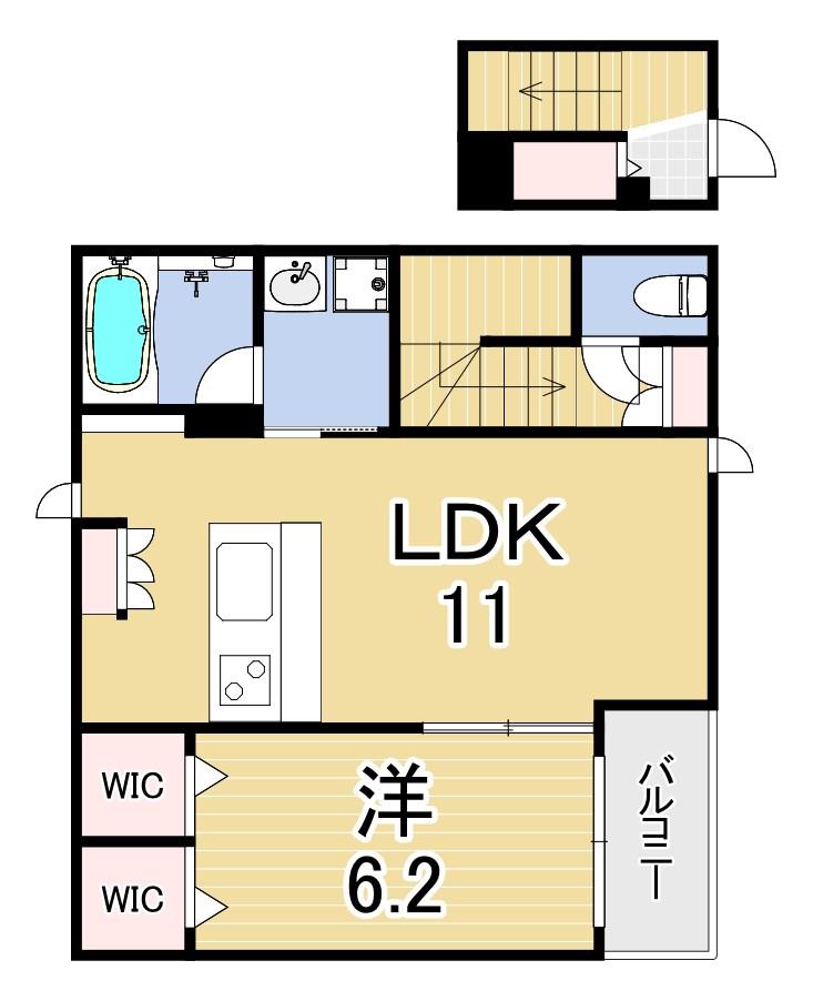 スマートコート西宮ANNEX(1LDK/2階)の間取り写真
