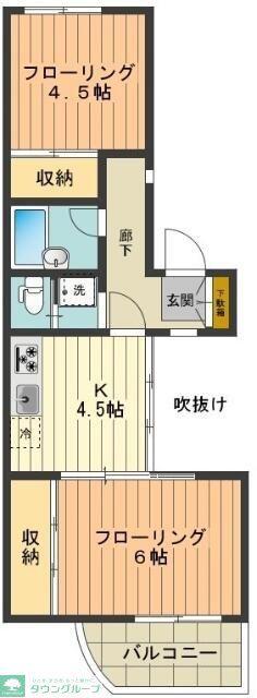 サンハイツ高尾(2K/2階)の間取り写真