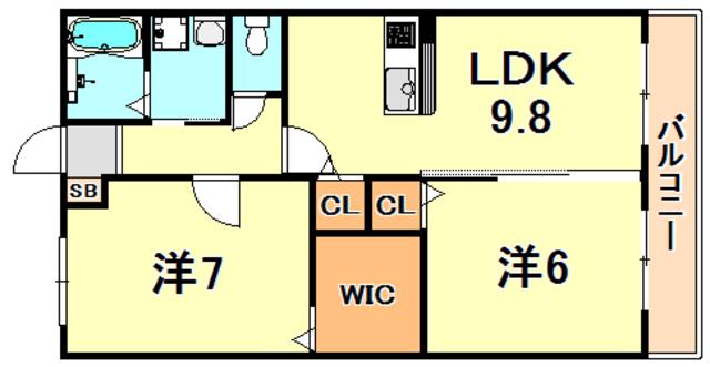 SMILE(2LDK/2階)の間取り写真