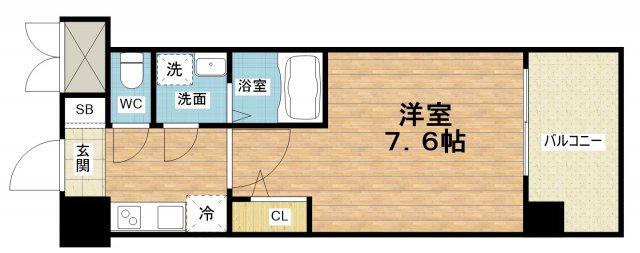 S-RESIDENCE大阪同心(1K/7階)の間取り写真