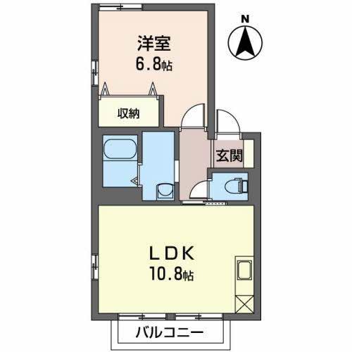 プラージュ(1LDK/2階)の間取り写真