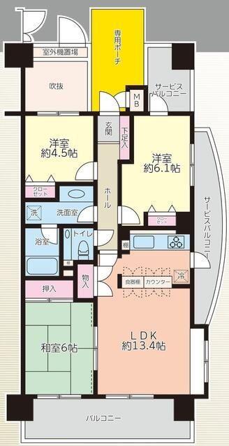 ダイアパレスポートアネックス千葉(3LDK/8階)の間取り写真