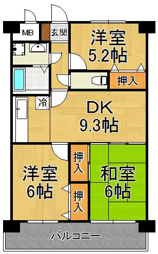 M-PEAKS塚口南(3LDK/2階)の間取り写真