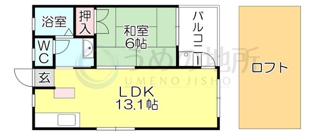 シティベール山村IIC(1LDK/1階)の間取り写真