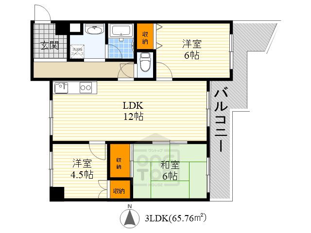 グリーンパレス千里中央B棟(3LDK/1階)の間取り写真