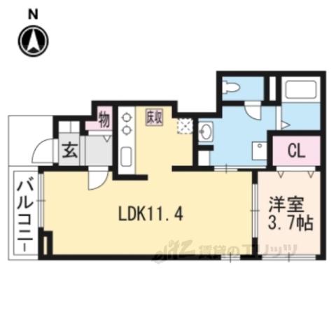 アヴェニール アイ(1LDK/1階)の間取り写真