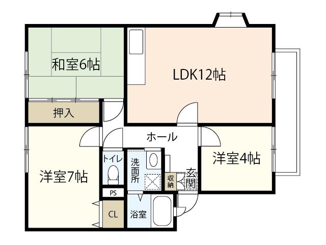 ウィンディアなごみ(3LDK/2階)の間取り写真