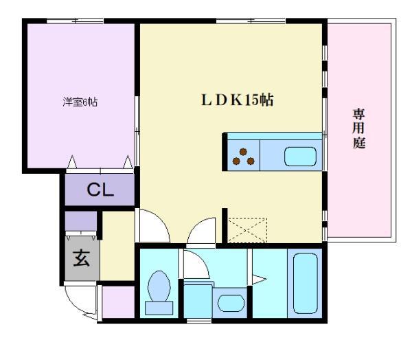 ハイツM3ハマデラ(1LDK/1階)の間取り写真