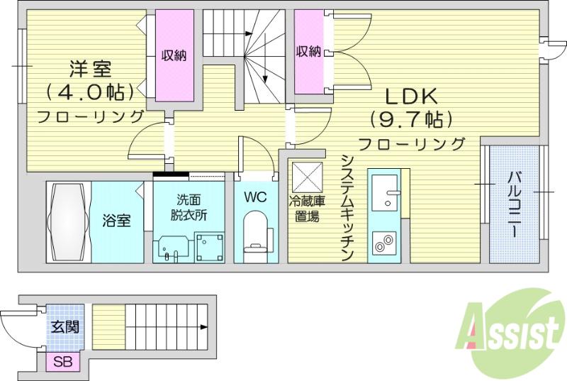 ティーフォレスト2(1LDK/2階)の間取り写真