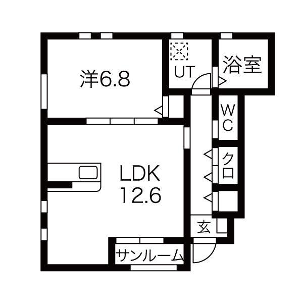 バーチュー・ドゥエリング(1LDK/1階)の間取り写真