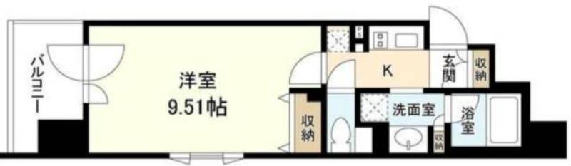 スタイリオ旗の台II(1K/4階)の間取り写真