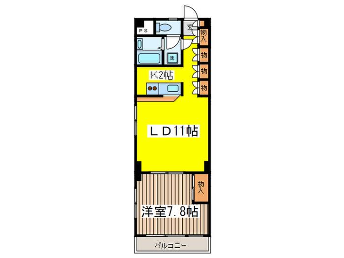 ロックシャイン(1LDK/3階)の間取り写真