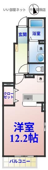 シャン・プレ・ロジュマンI(ワンルーム/1階)の間取り写真