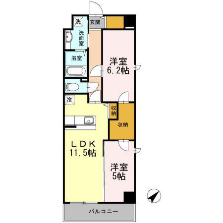HILL FLAT OSAKI(2LDK/5階)の間取り写真