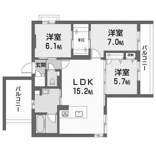 ベレオ道後(3LDK/2階)の間取り写真