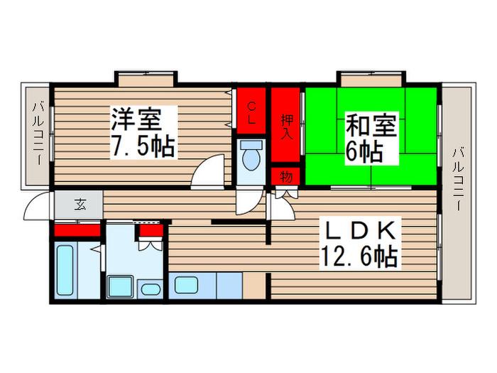 M・HARVESTRIDGE(2LDK/5階)の間取り写真