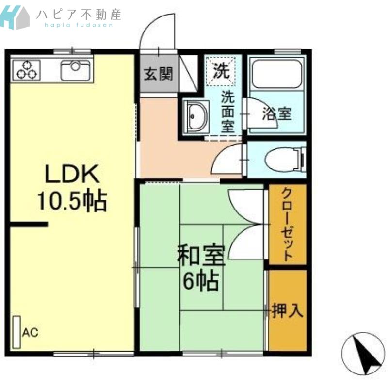 コンフレール末武(1LDK/1階)の間取り写真